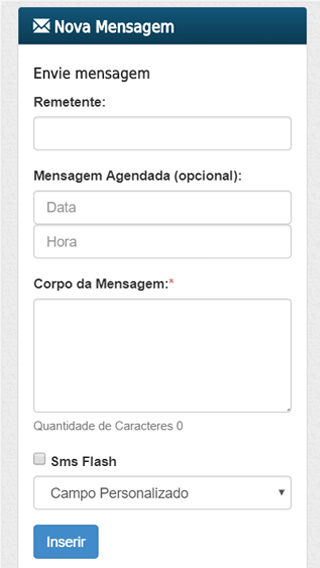 NOVA MENSAGEM TELA SISTEMA DE SMS MARKETING